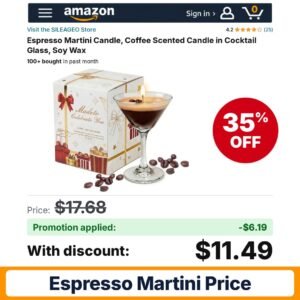 SILEAGEO Espresso Martini Candle Amazon promo code BLRVDPO6 – 35% off