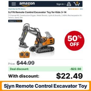 SJYN Remote Control Excavator Toy – 50% off