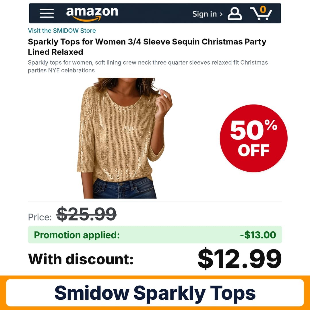 SMIDOW Sparkly Tops Gold Medium Amazon promo code LT6AVZB1 – 50% off