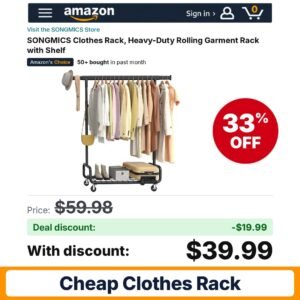SONGMICS Clothes Rack – 33% off