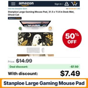 Stanploe Large Gaming Mouse Pad Ghost Cat – 50% off