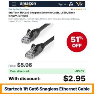 StarTech 1ft Cat6 Snagless Ethernet Cable – 51% off