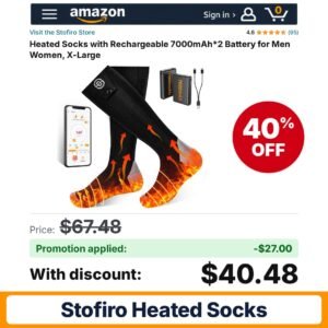 Stofiro Heated Socks Amazon promo code JNMDXECD – 40% off