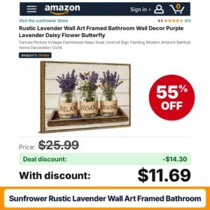 sunfrower Rustic Lavender Wall Art Framed Bathroom – 55% off