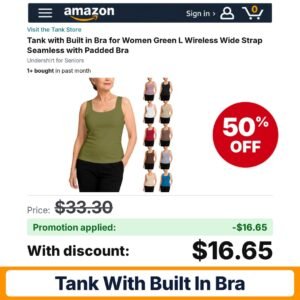 Tank with Built in Bra Amazon promo code 0AQKXKDU – 50% off