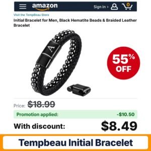TempBeau Initial Bracelet Amazon promo code P34KP2ZS – 55% off