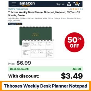 Thboxes Weekly Desk Planner Notepad – 50% off