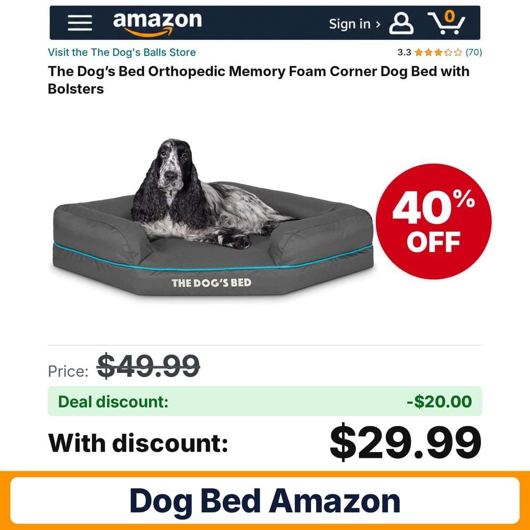 The Dog’s Bed Orthopedic Memory Foam Corner – 40% off