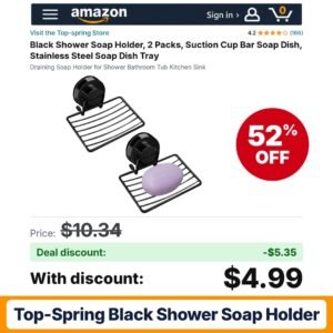 Top-spring Black Shower Soap Holder – 52% off