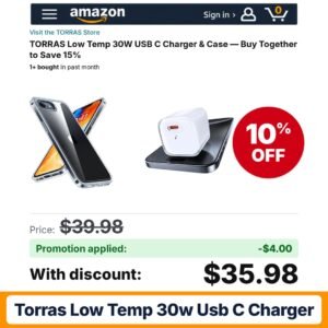 TORRAS Low Temp 30W USB C Charger Amazon promo code ARTEMIS0826 – 10% off