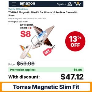 TORRAS Magnetic Slim Fit Amazon promo code ARTEMIS0826 – 13% off
