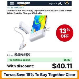 TORRAS Save 15% to Buy Together Clear S25 Ultra Amazon promo code ARTEMIS0826 – 13% off