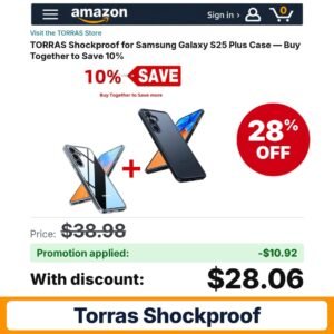 TORRAS Shockproof S25 Plus Amazon promo code ARTEMIS0826 – 28% off
