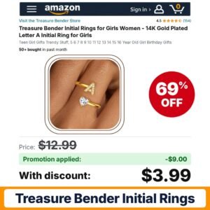 Treasure Bender Initial Rings Amazon promo code CRRZZQQK – 69% off