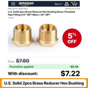 U.S. Solid 2pcs Brass Reducer Hex Bushing Amazon promo code QLGO9VIE – 5% off