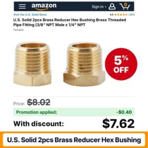 U.S. Solid 2pcs Brass Reducer Hex Bushing Amazon promo code QLGO9VIE – 5% off