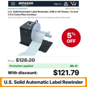 U.S. Solid Automatic Label Rewinder Amazon promo code F2E8E6AP – 5% off