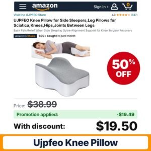UJPFEO Knee Pillow Amazon promo code FA06DFY9 – 50% off