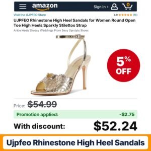 UJPFEO Rhinestone High Heel Sandals Amazon promo code 3YYHY6IT – 5% off