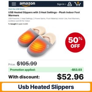 USB Heated Slippers Amazon promo code 9KV33DRV – 50% off