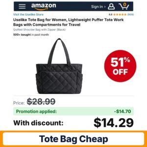 Uselike Tote Bag Amazon promo code ML2YCI1B – 51% off