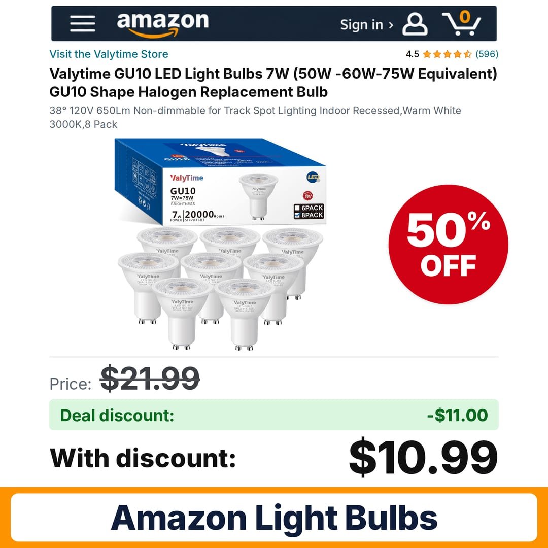 Valytime GU10 LED Light Bulbs 7W – 50% off