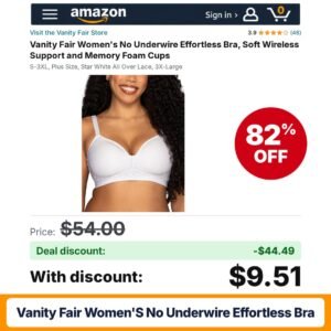 Vanity Fair Women's No Underwire Effortless Bra 3X-Large – 82% off