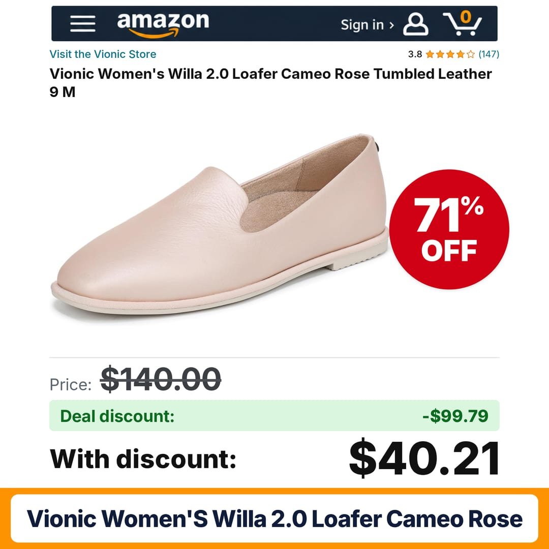 Vionic Women's Willa 2.0 Loafer Cameo Rose – 71% off