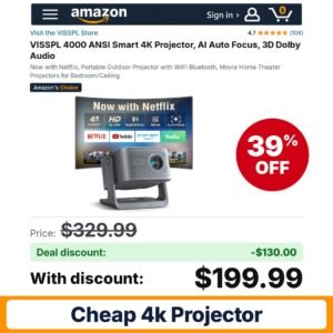 VISSPL 4000 ANSI Smart 4K Projector – 39% off