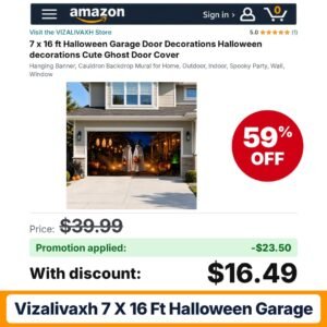 VIZALIVAXH 7 x 16 ft Halloween Garage ghost Amazon promo code NY3TUB9W – 59% off