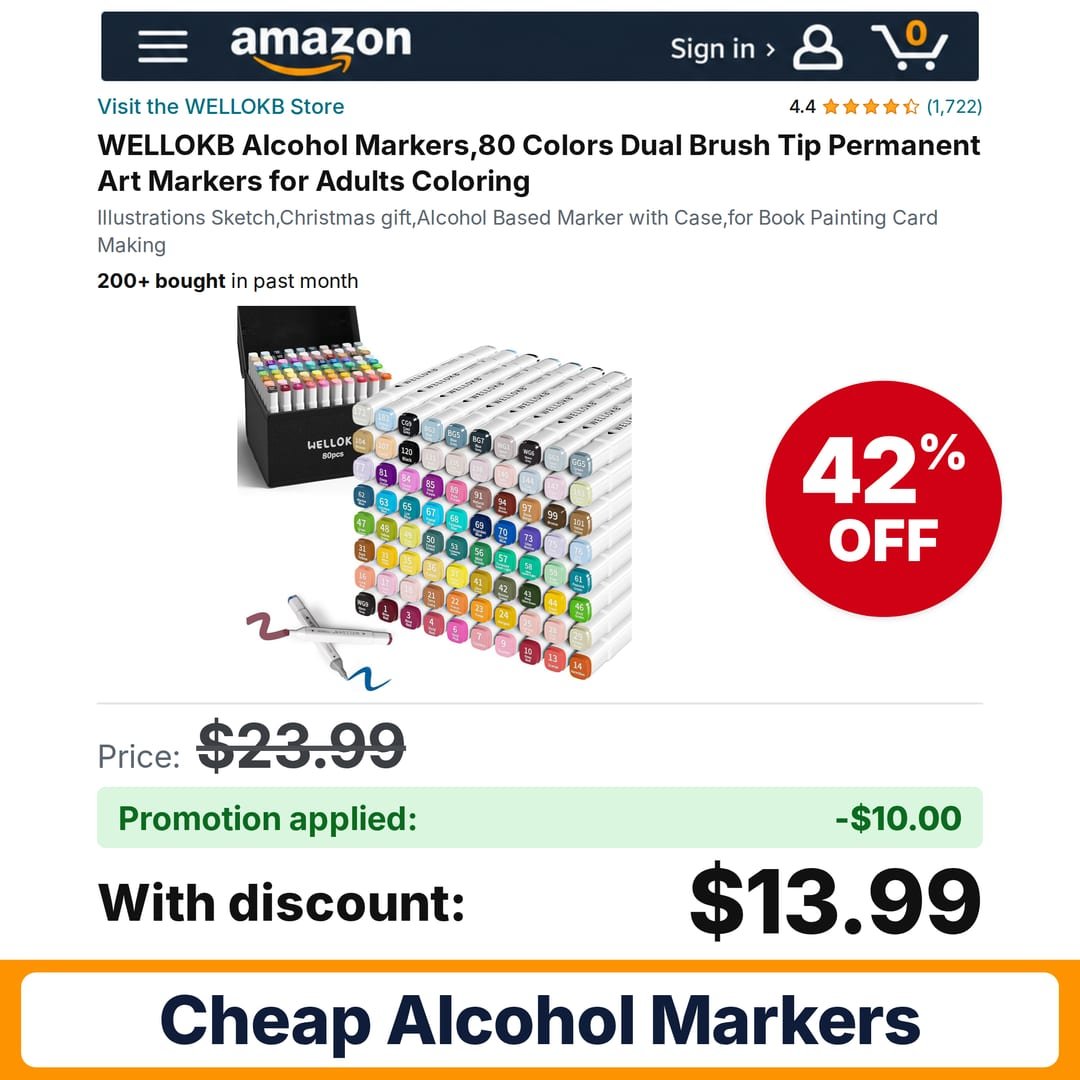 WELLOKB Alcohol Markers Amazon promo code M2EJ2PJD – 42% off