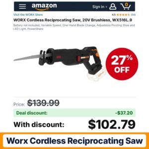 WORX Cordless Reciprocating Saw – 27% off