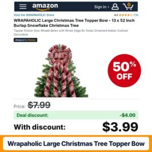 WRAPAHOLIC Large Christmas Tree Topper Bow – 50% off