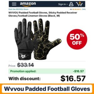 WVVOU Padded Football Gloves Amazon promo code RRO71ED7 – 50% off