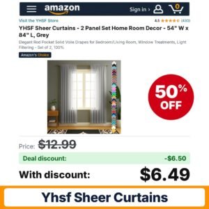 YHSF Sheer Curtains – 50% off
