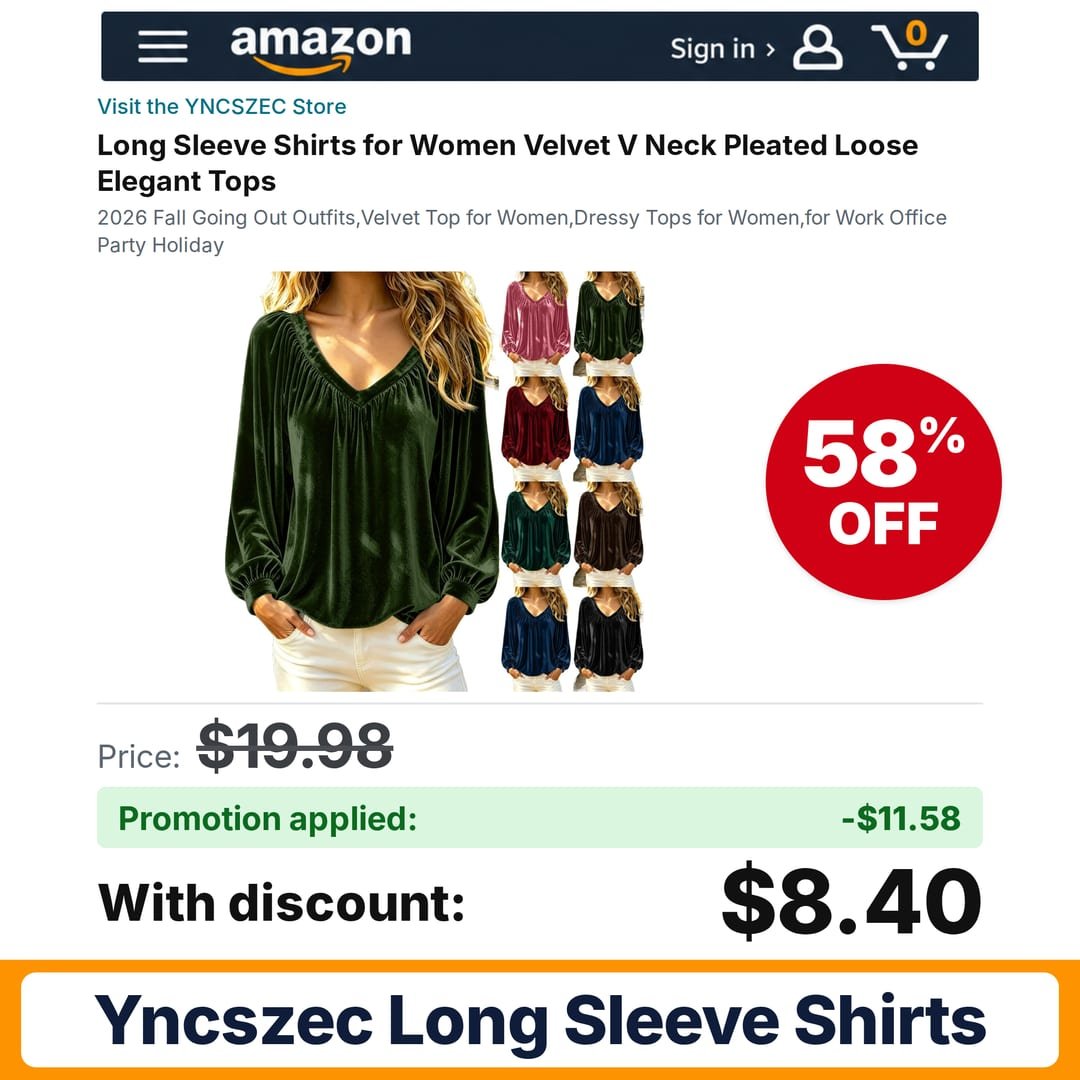 YNCSZEC Long Sleeve Shirts Amazon promo code MN9FCNIJ – 58% off