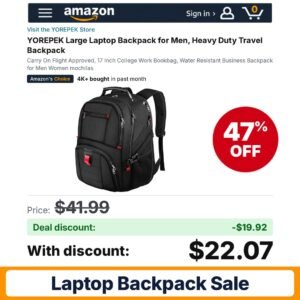 YOREPEK Large Laptop Backpack – 47% off