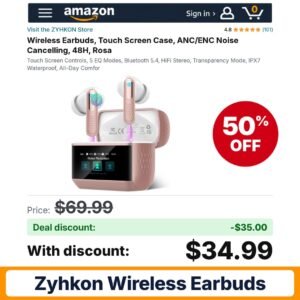 ZYHKON Wireless Earbuds IPX7 Rosa – 50% off